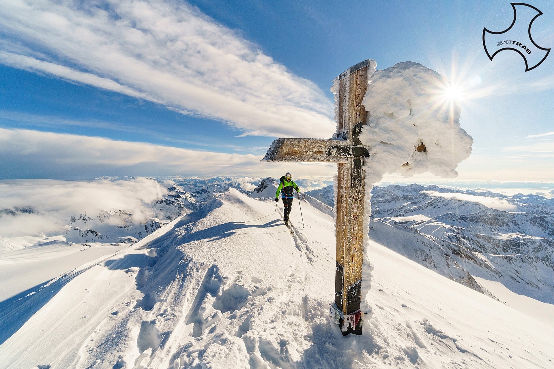 Mount Cevedale : the arrival at the summit. Mount Cevedale : the arrival at the summit.